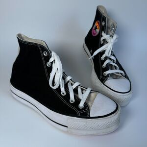 Converse High Top Women 9‎ Black Festival Pride Platform EDM Grunge Whimsigoth